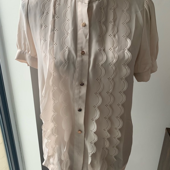 Pink Martini ruffle blouse with rose gold buttons - Picture 2 of 4